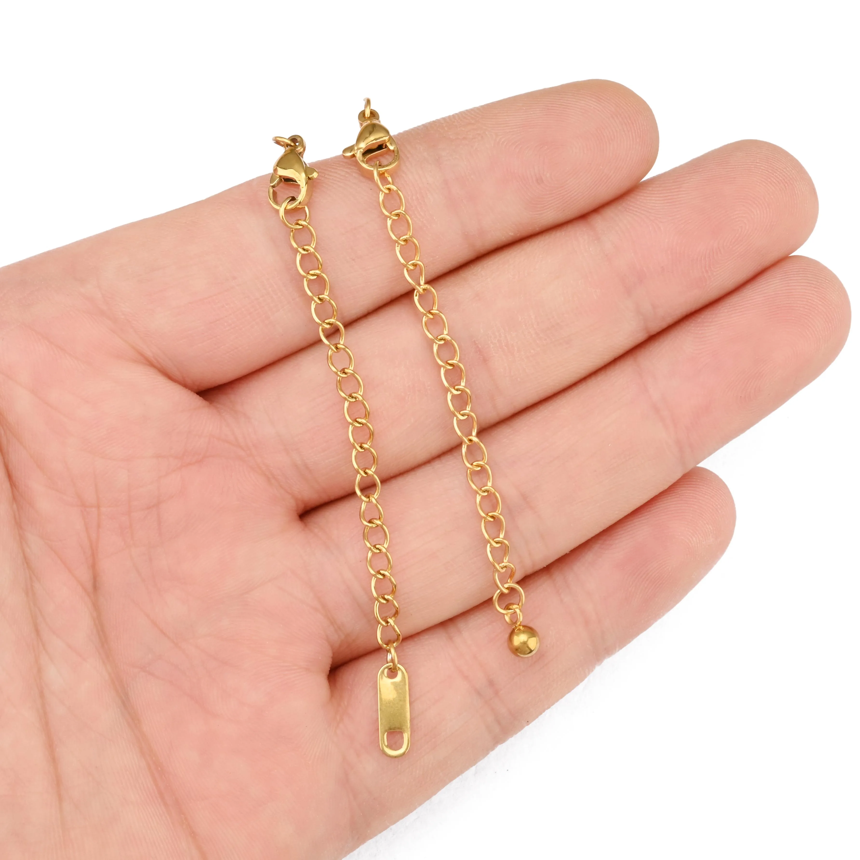 Support customization finished extension chains with end tag necklace and bracelet extension chains