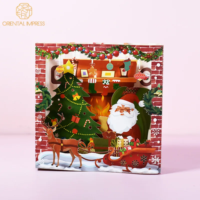2024 New Design Boxed Christmas Greeting Cards 3D Santa Claus Christmas Card