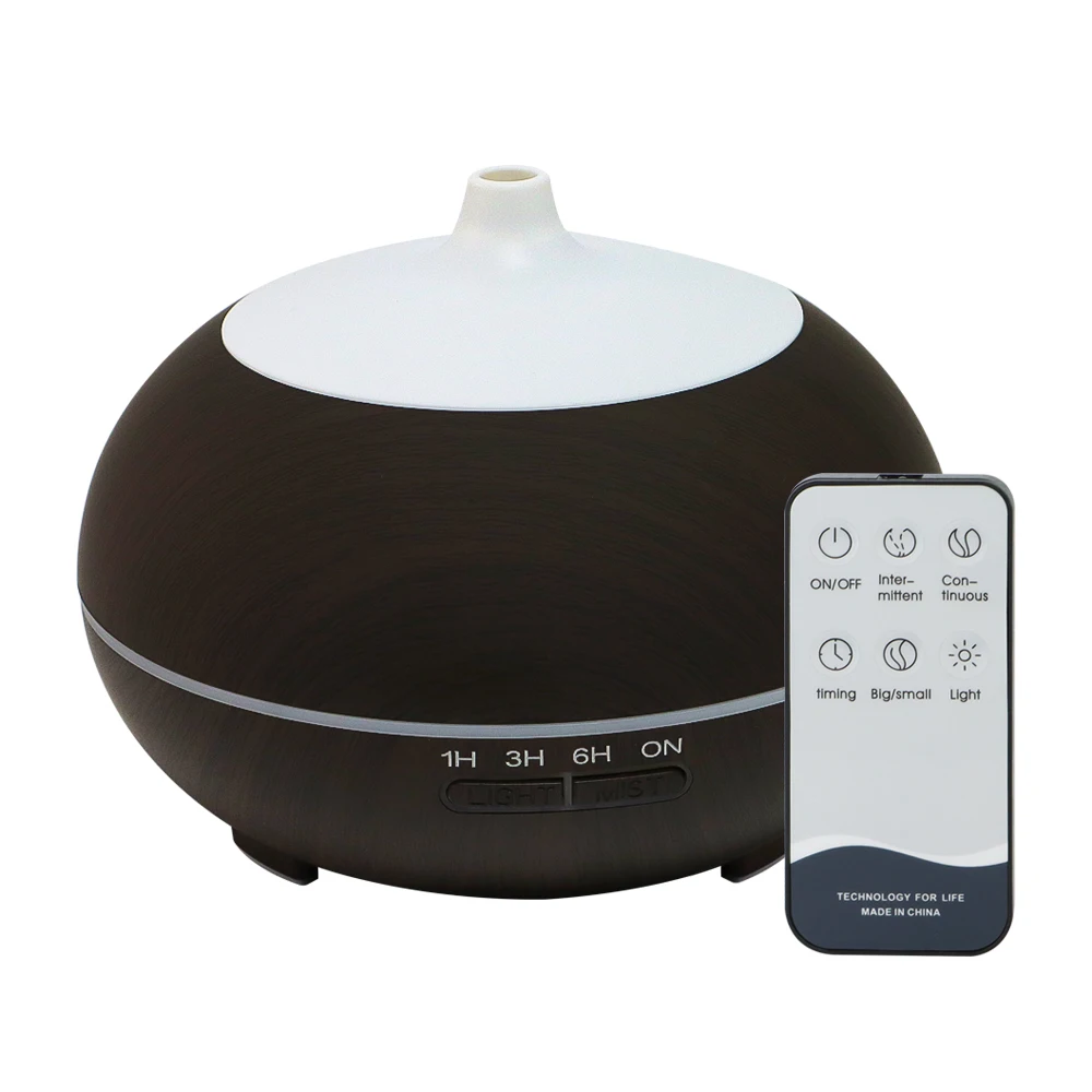 top seller 550ml ultrasonic aroma diffuser Wood Grain Cover Ultrasonic Humidifier 7 Color Led Aroma Oil Diffuser For Office