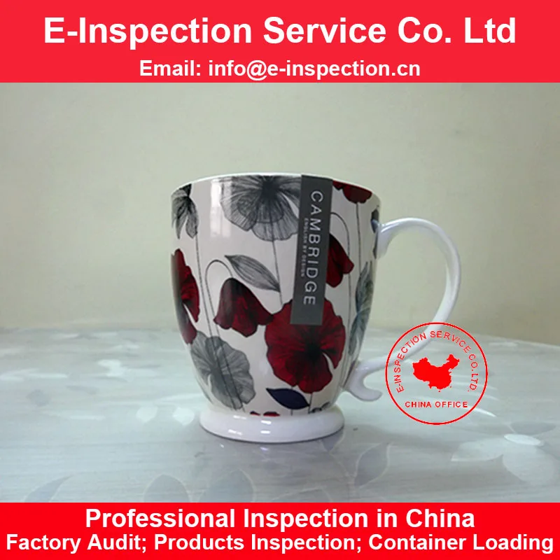 China Shandong Fujian Hunan Liling Chaozhou Dehua ceramic cup mug pre shipment final inspection and container loading service