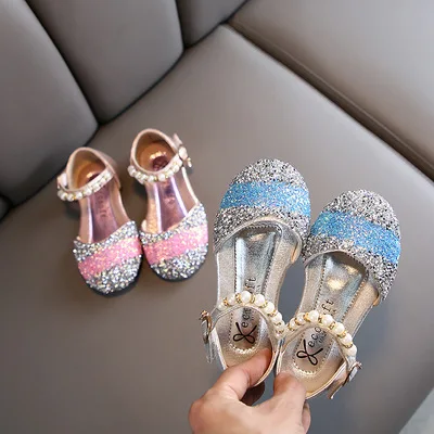 Choushan OEM Sepatu Anak-anak Ballet Flats 2021 New Arrivals Pretty Sequins Dance Girls Sandals