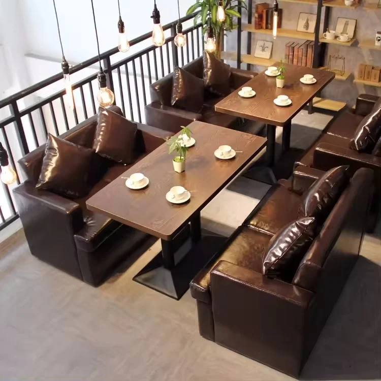 Factory price commercial furniture coffee shop I shape leather and metal sectional restaurant bench booth sofa