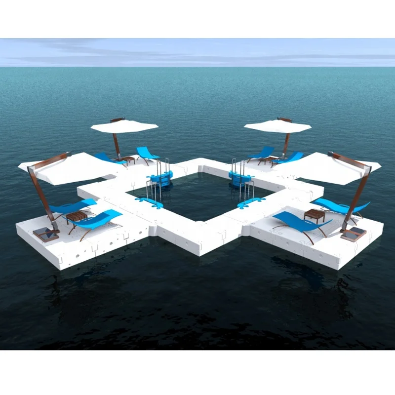 Modular pontoon float for Floating platform floating dock for jet-skis