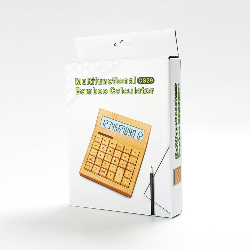 ECO-Friendly Electronic Bamboo Hot selling school office using scientific bamboo calculator with 12 digits