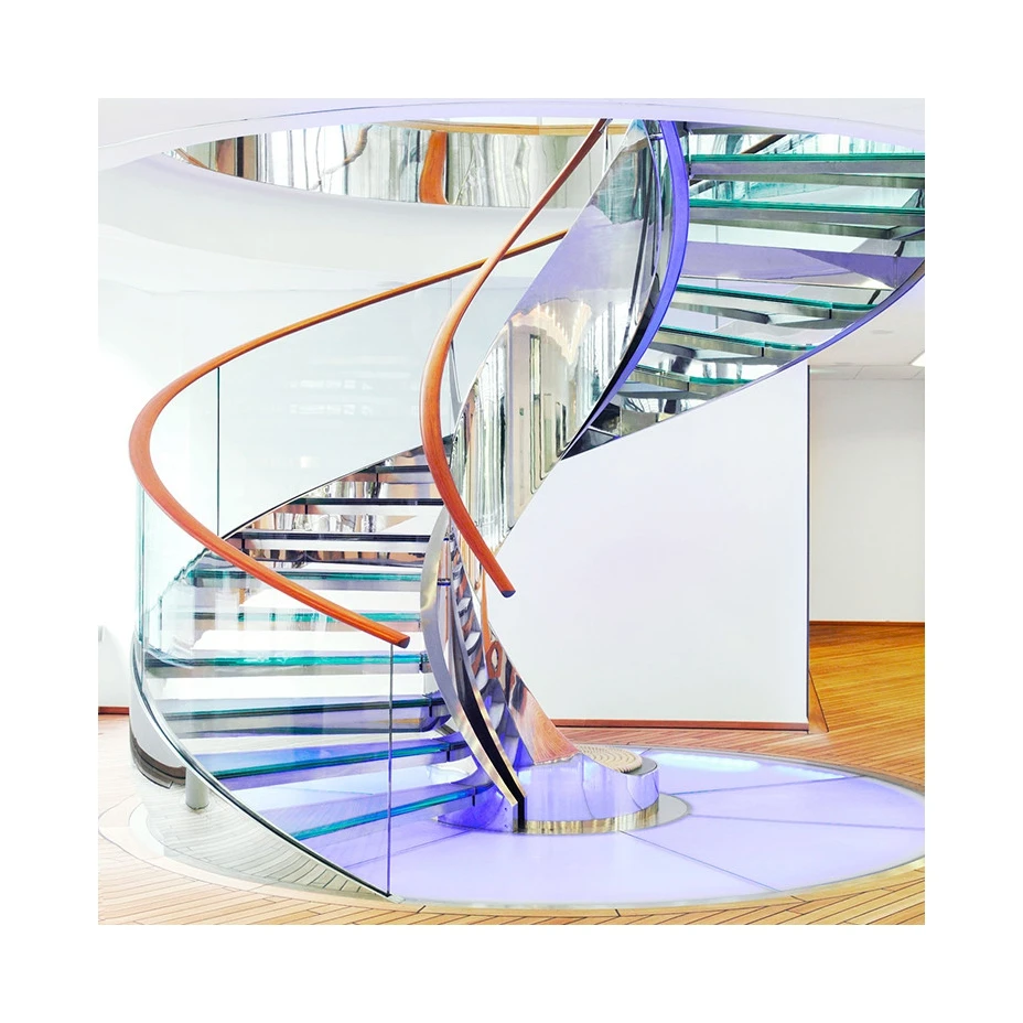 Original Factory One stop Services Glass Step Marble Stone Step External Steel Stair floating Stairs Spiral Curved Staircase