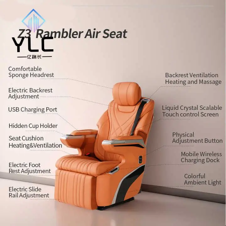 YLC Luxury Aero Seats Zero Gravity with Ambient Light Factory Manufacturer for Mini Bus Leather Material Model Alphard