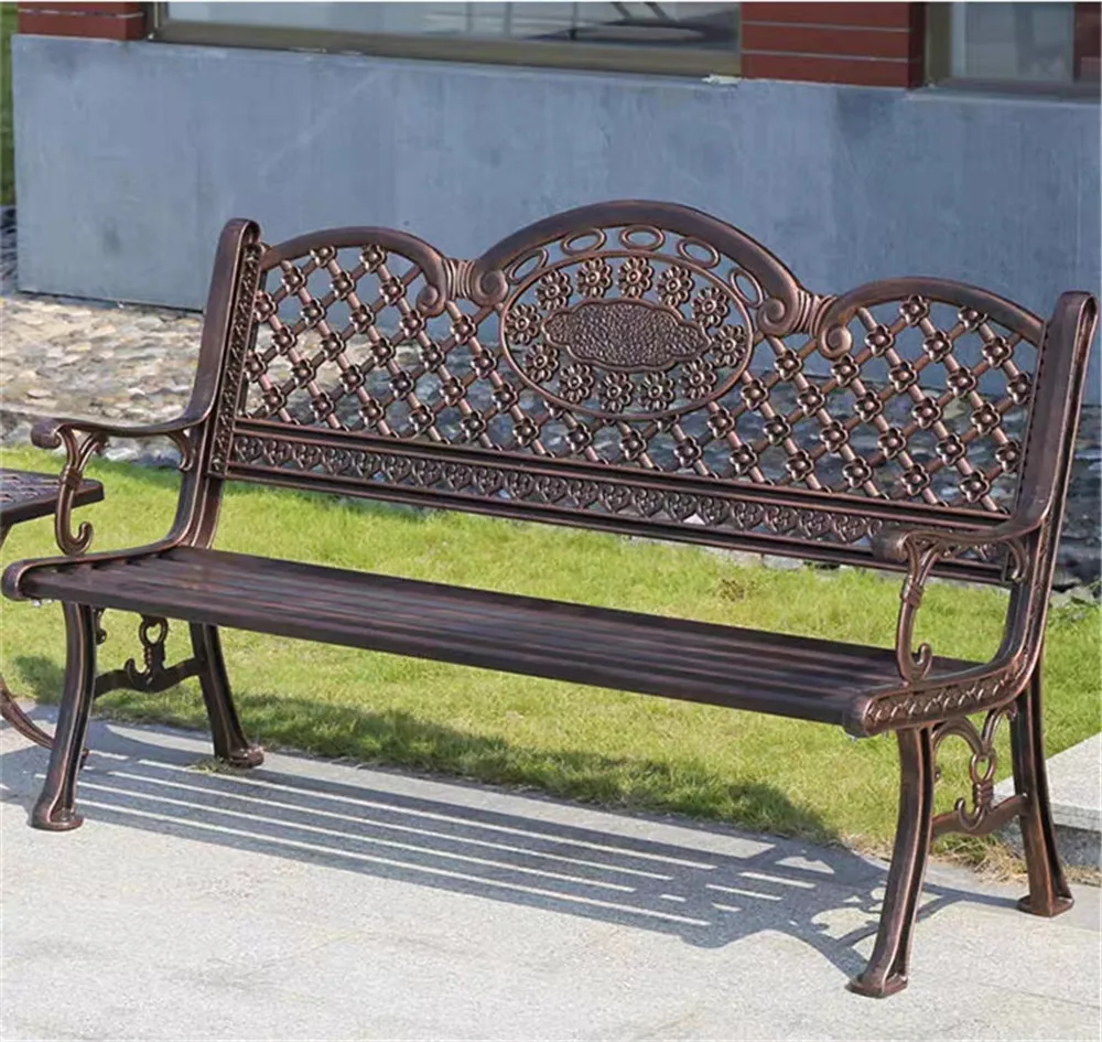 European Classical Outdoor Patio Rustproof Garden Set Cast Aluminum Bench Park Long