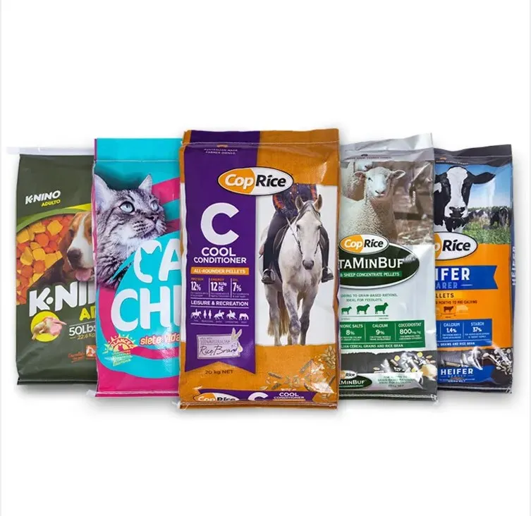 Biodegradable 1Kg 5Kg 10Kg 15Kg 20Kg Stand Up Flat Bottom Pet Dog Food Packaging Kraft Paper Bag Animal Feed Pouch