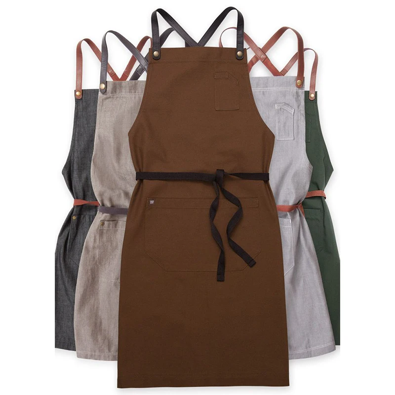 Лидер продаж водонепроницаемые Многоразовые толстые холщовые прочные фартуки для кафе и официантки