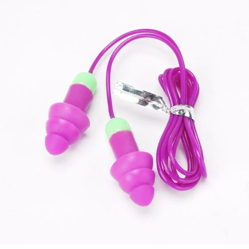 Reusable hearing protection silicone earplugs with cord  waterproof soundproof swimming  protection ear plugs