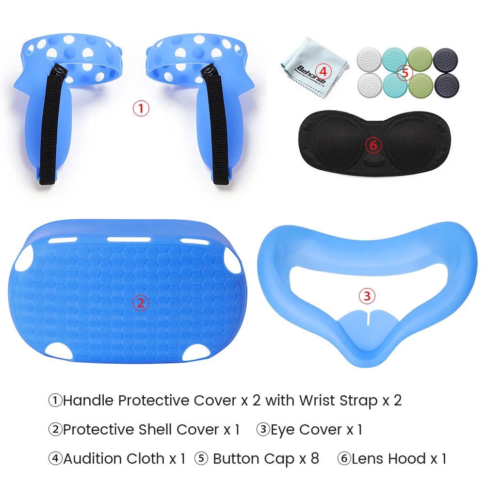 Protective Cover Set Touch Controller Shell 6 in 1 Protective Case  Handle Grip With Strap For Oculus Quest 2 VR Accessories