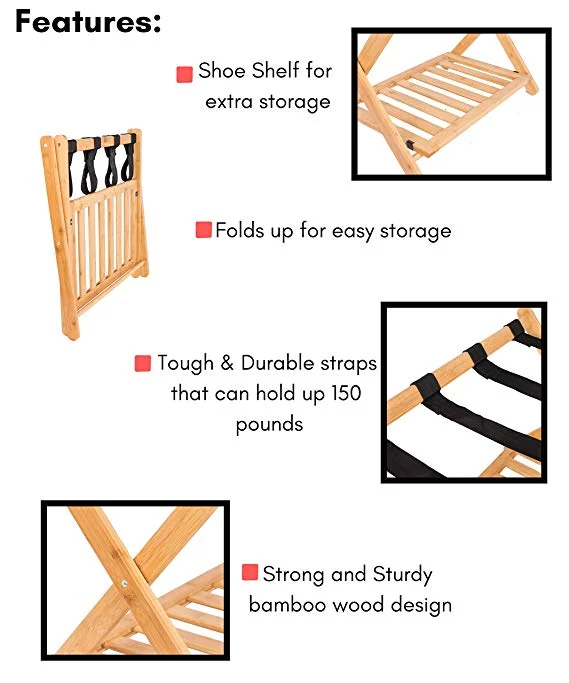 2 яруса бамбуковая Складная полка для багажа чемодан стенд с обувные полки для дома