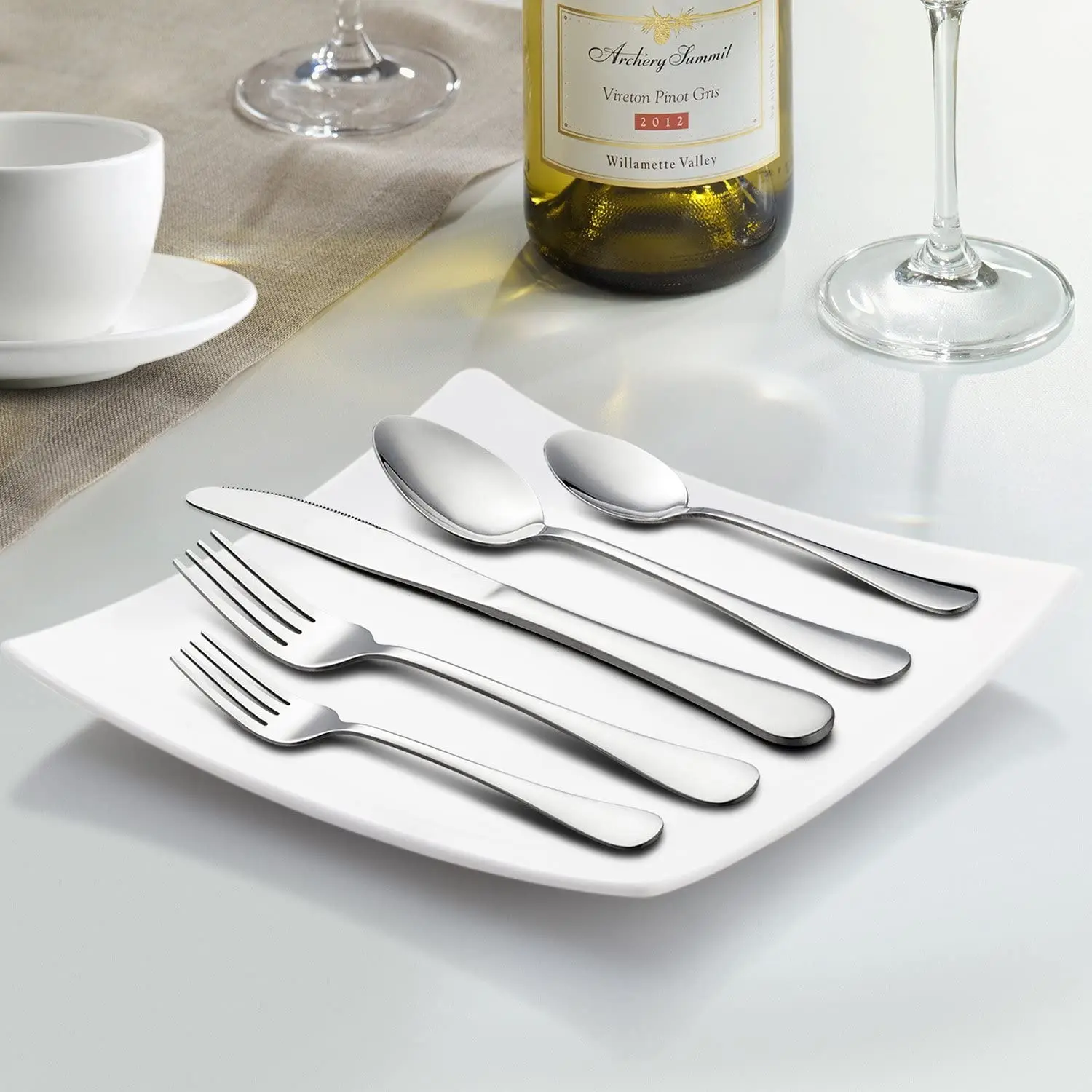 Wholesale steak knife fork and spoon travel silverware silver reusable 18/10 stainless steel cutlery set