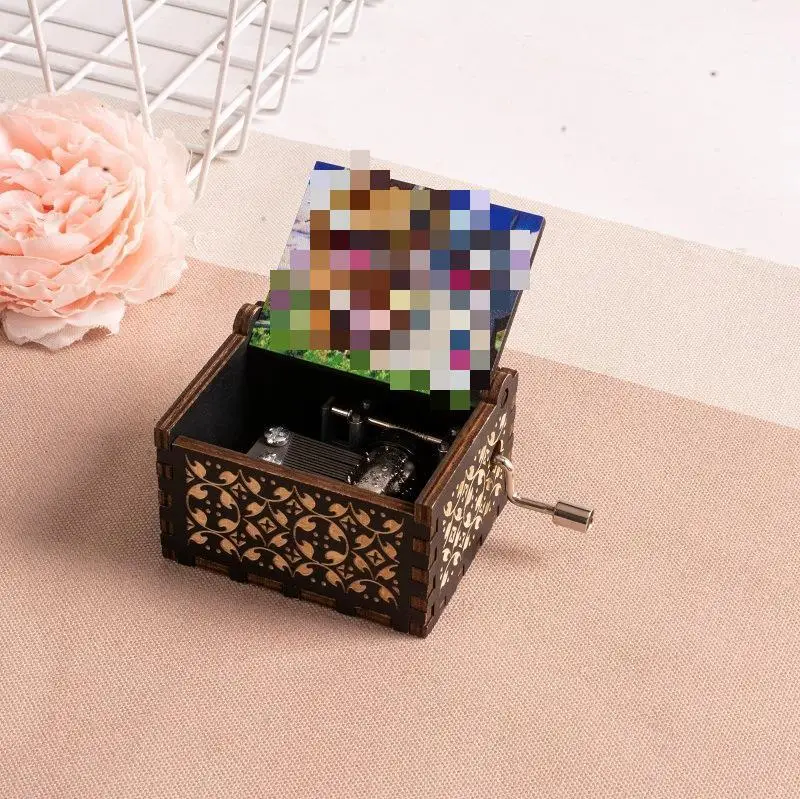 2024 New Arrival Mini Japanese Anime Hand Cranked Colorful Wooden Music Box For Kid Christmas Gift