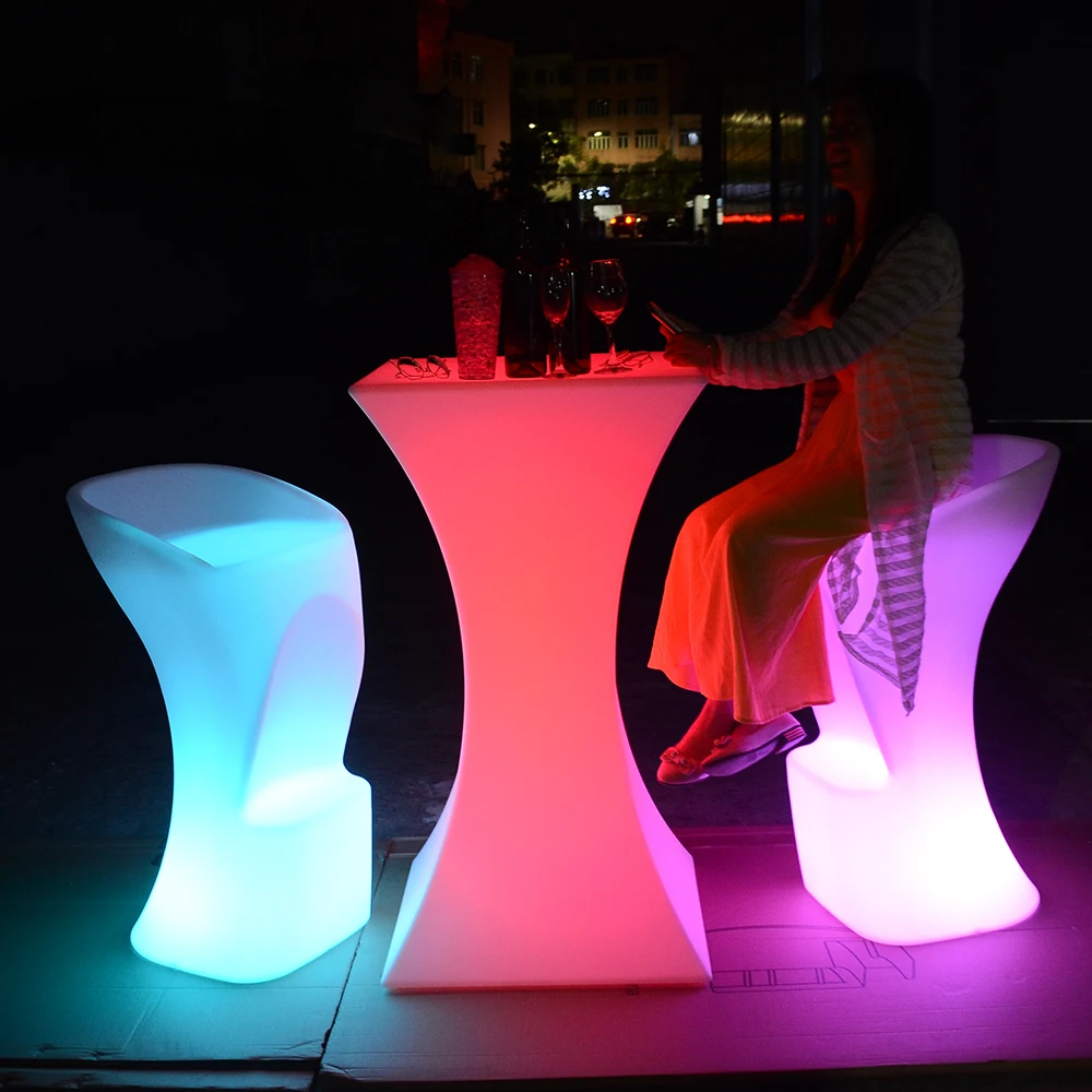 
coffee outdoor plastic led light up furniture high cocktail bar tables and chairs for events party wedding nightclub used 