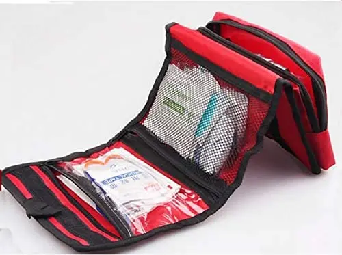 Ori-Power Small Red First Aid Bag Empty Travel First Aid Kit Pouch Compact Rescue Storage Survival Medicine