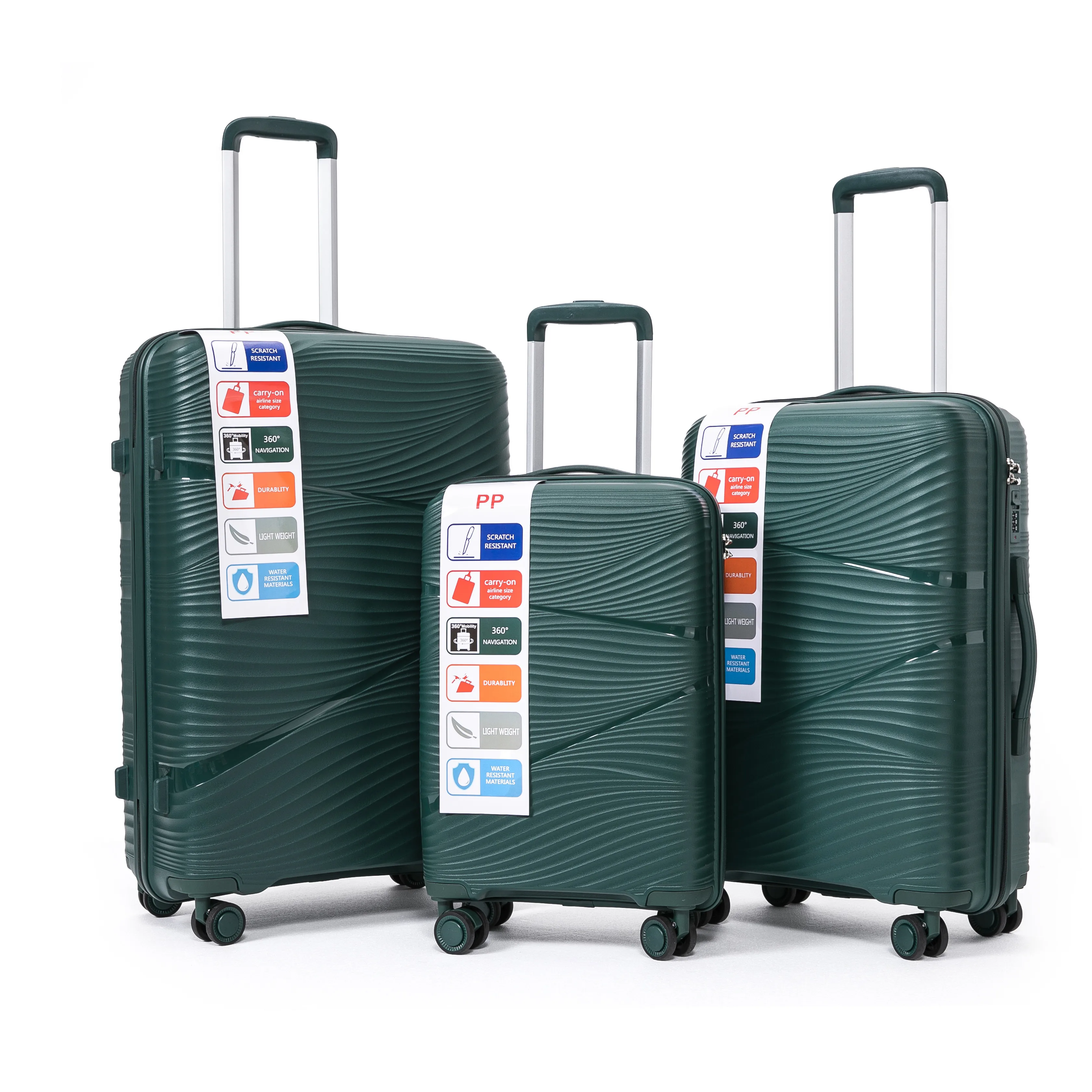 Popular Cheap PP Luggage Spinner Lightweight Carry on Suitcase Luggage Sets