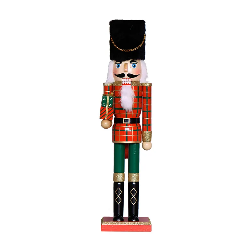 50cm 1.6ft Wooden Walnut Nutcracker Large Life Size Christmas Soldier Wood Crafts for Holiday Party Home Decor