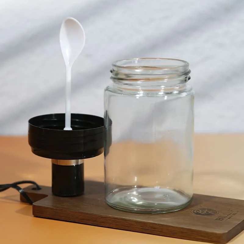 Functional Glass Seasoning Shaker with Spoon for Kitchen and Barbecue