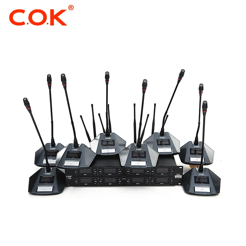 Noise cancelling Aluminum  8 Channels Uhf cordless mics Microphone professional wireless gooseneck microphone