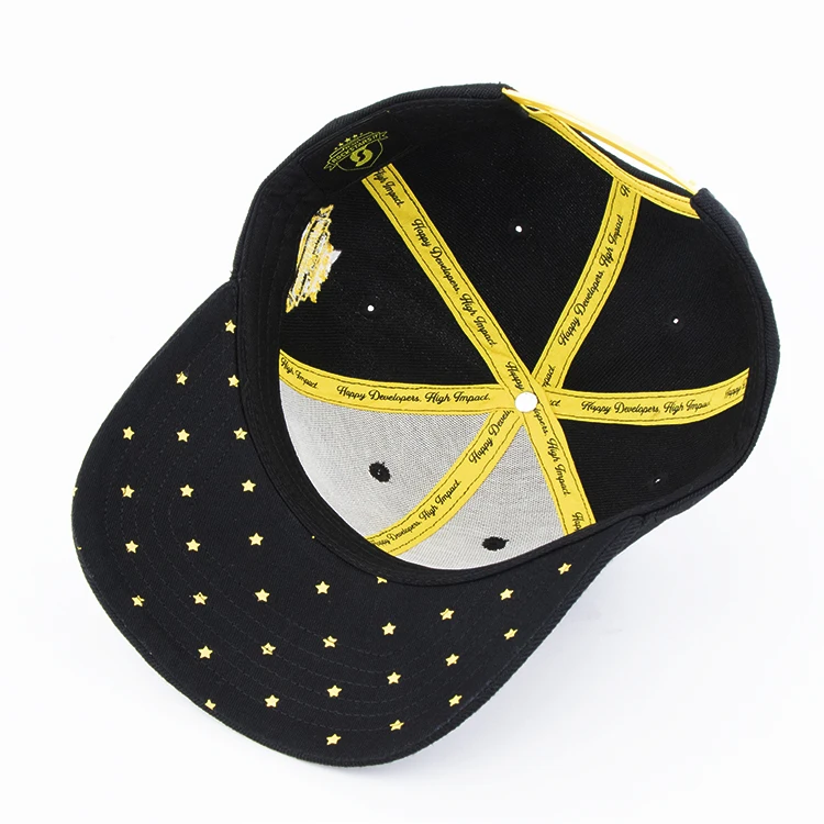 Black 100% cotton 6 panel unisex custom embroidered fitted baseball caps and base ball hats