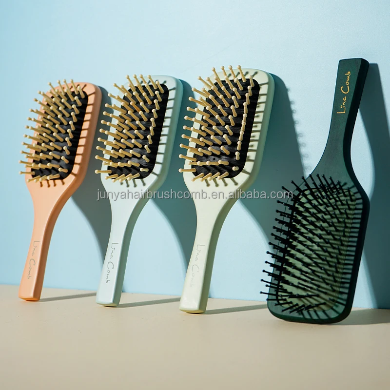 Natural Eco Friendly Paddle Wooden Handle Hairbrush Air Bag Massage Smooth Detangling Hair Comb