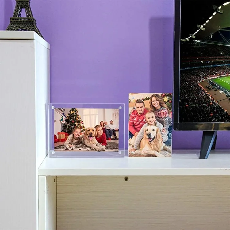 5x7 Clear Thick Plastic Self Standing Magnetic Transparent Acrylic Block Photo Frame