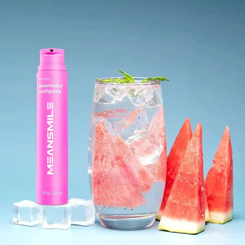 Vacuum air pump Vegan Friendly  Ingredient 60g  Portable Rich Fruit Flavor Teeth Whitening Toothpaste Tube OEM