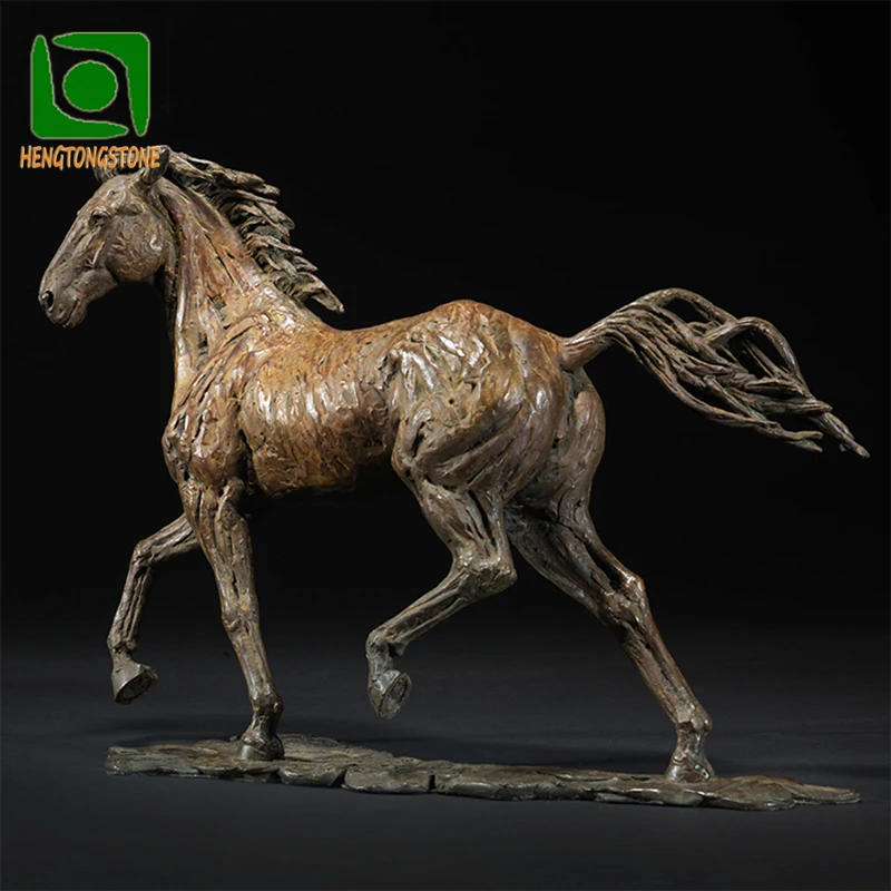 Outdoor Decorative Life Size Casting Brass Rough Surface Walking Horse Statue