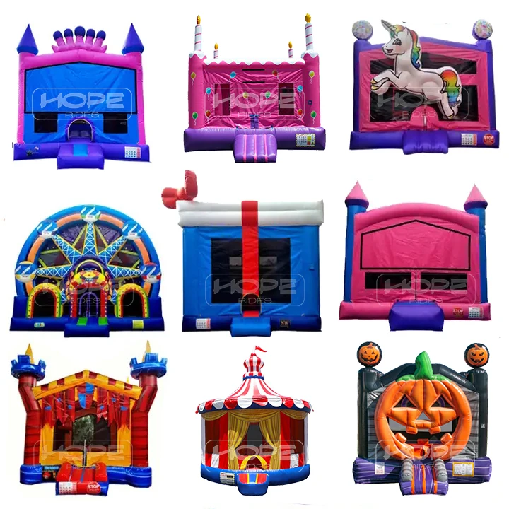Commercial grade party rental light pink bounce-house waterslide pink bounce house wave pool inflatable water slide