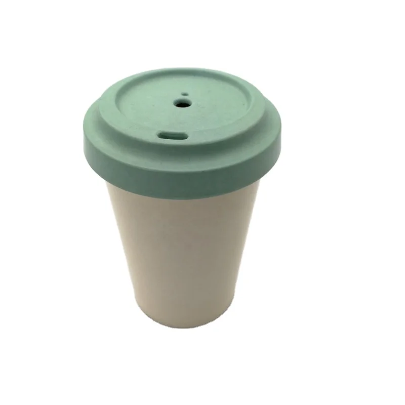 16oz reusable biodegradable bamboo fiber coffee mug cup with bamboo lid