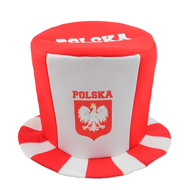 Factory Wholesale Plush Fabric Fun Caps Custom German Italy Poland Football Fancy Hat Fan Carnival Polyester Hat Soccer Ball Cap