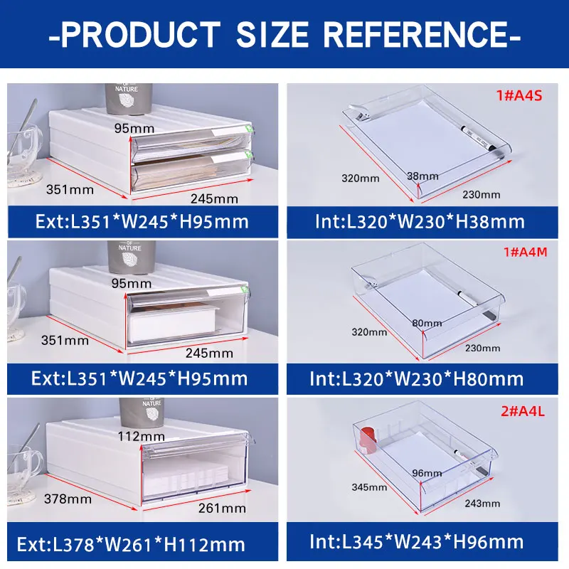 White Office Drawer Box File A4 Size Tabletop Desk Organizer Multi Layer Storage