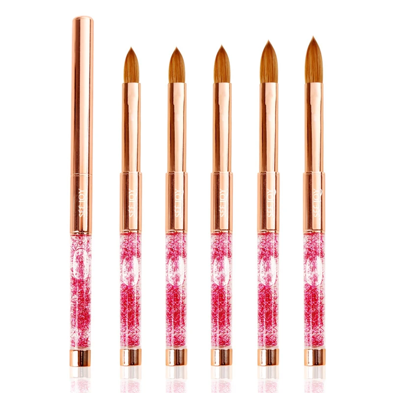 Полноразмерные кисти для дизайна ногтей с пользовательским логотипом 100% Kolinsky, акриловая кисть для дизайна ногтей