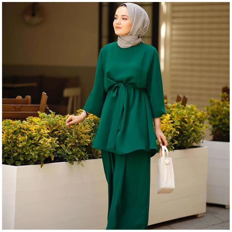 wholesale High Quality Casual Summer Wide Leg Pants Dress Middle East Dubai abaya women muslim dress
