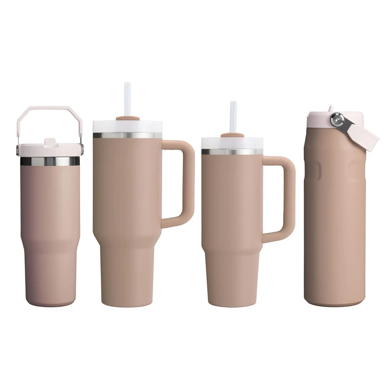 24oz 30oz 40oz Stainless Steel Water Bottle H2.0 Vacuum Insulated Tumbler with Straw Iced Tea Coffee Mug with Handle
