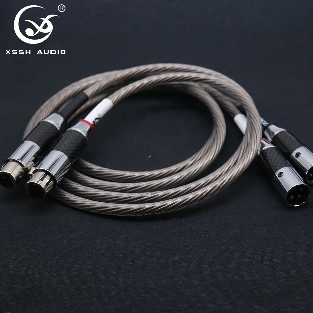Female to Male Interconnect Wire YIVO XSSH Audio 10 Core Silver Plated OCC Carbon Fiber 3Pins XLR Plug HIFI Signal Audio Cable