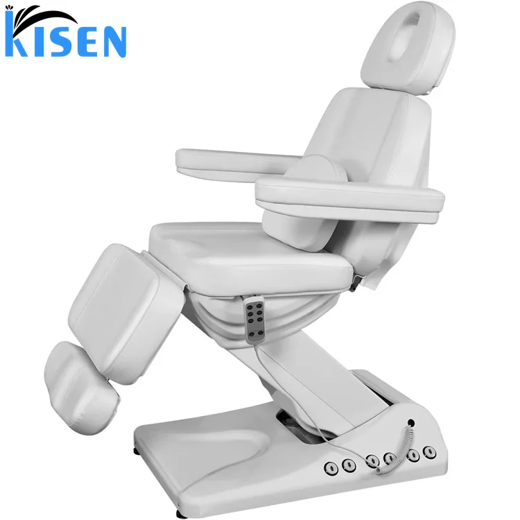 Kisen High-end beauty salon furniture SPA bed adjustable massage table electric facial bed with armrest hairdressing furniture