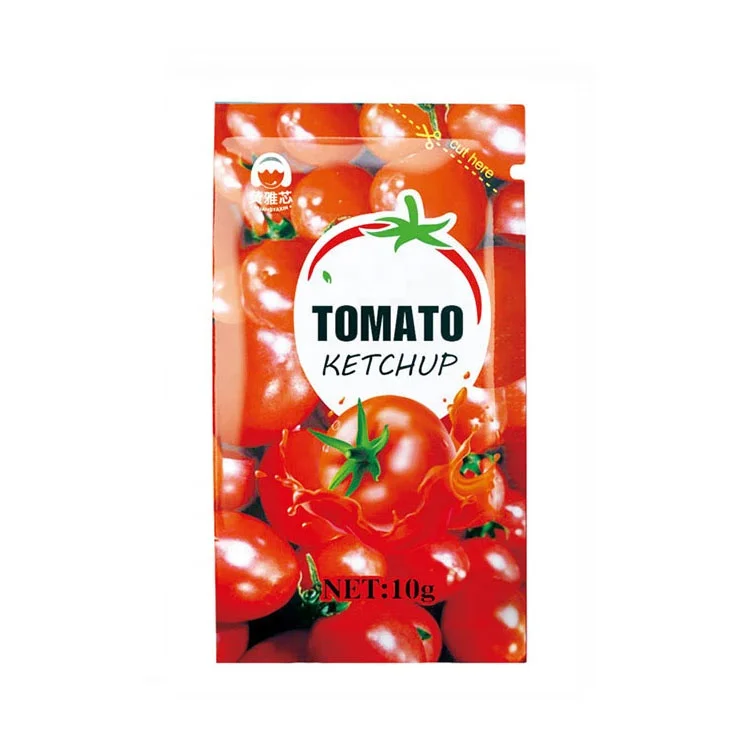 OEM Factory Whole Sale Fried Potato Dipping Sauces Tomato Condiment 10 g Bag Package Tomatoes Paste HALAL Sachet Tomato Ketchup