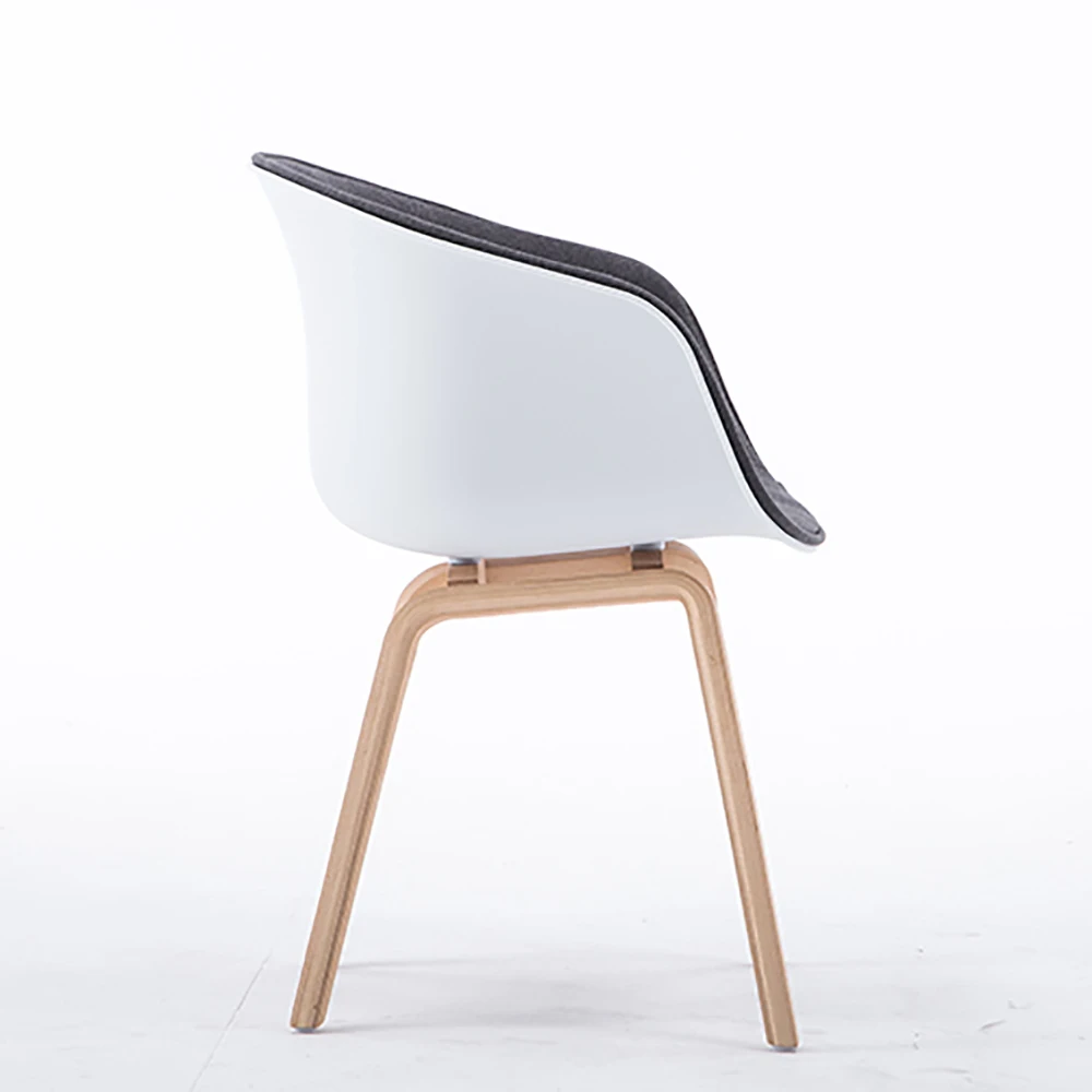 Scandinavian Furniture Basin Shape Pastoral Dining With Wood Leg Armrest Transparent Plastic High Chairs Modern Plastic Chair