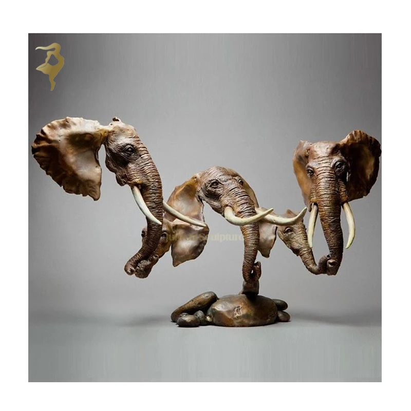European design style bronze elephant head bust brass decoration sculptures for sale