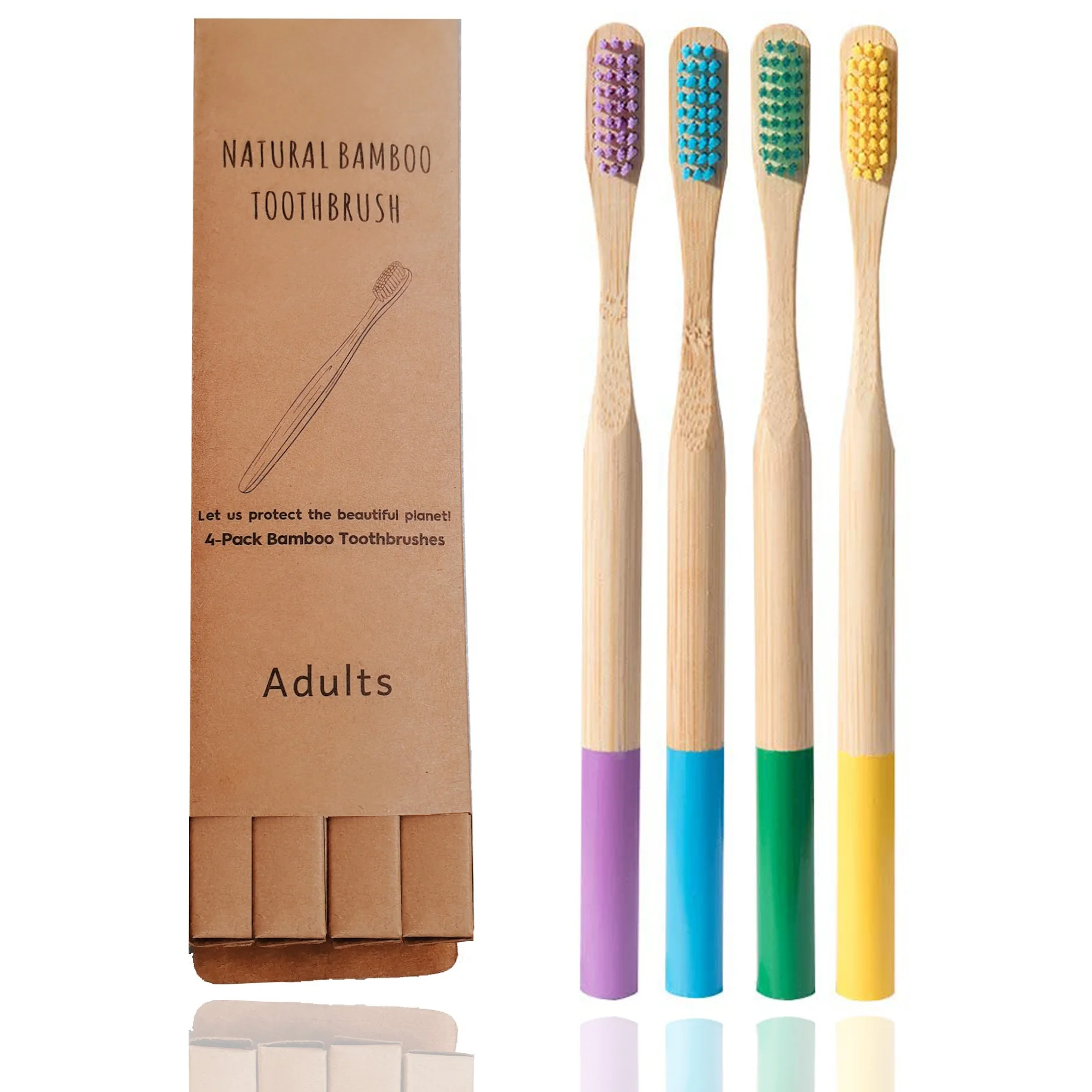 Custom OEM Free laser logo round handle charcoal bristles soft bamboo Toothbrush