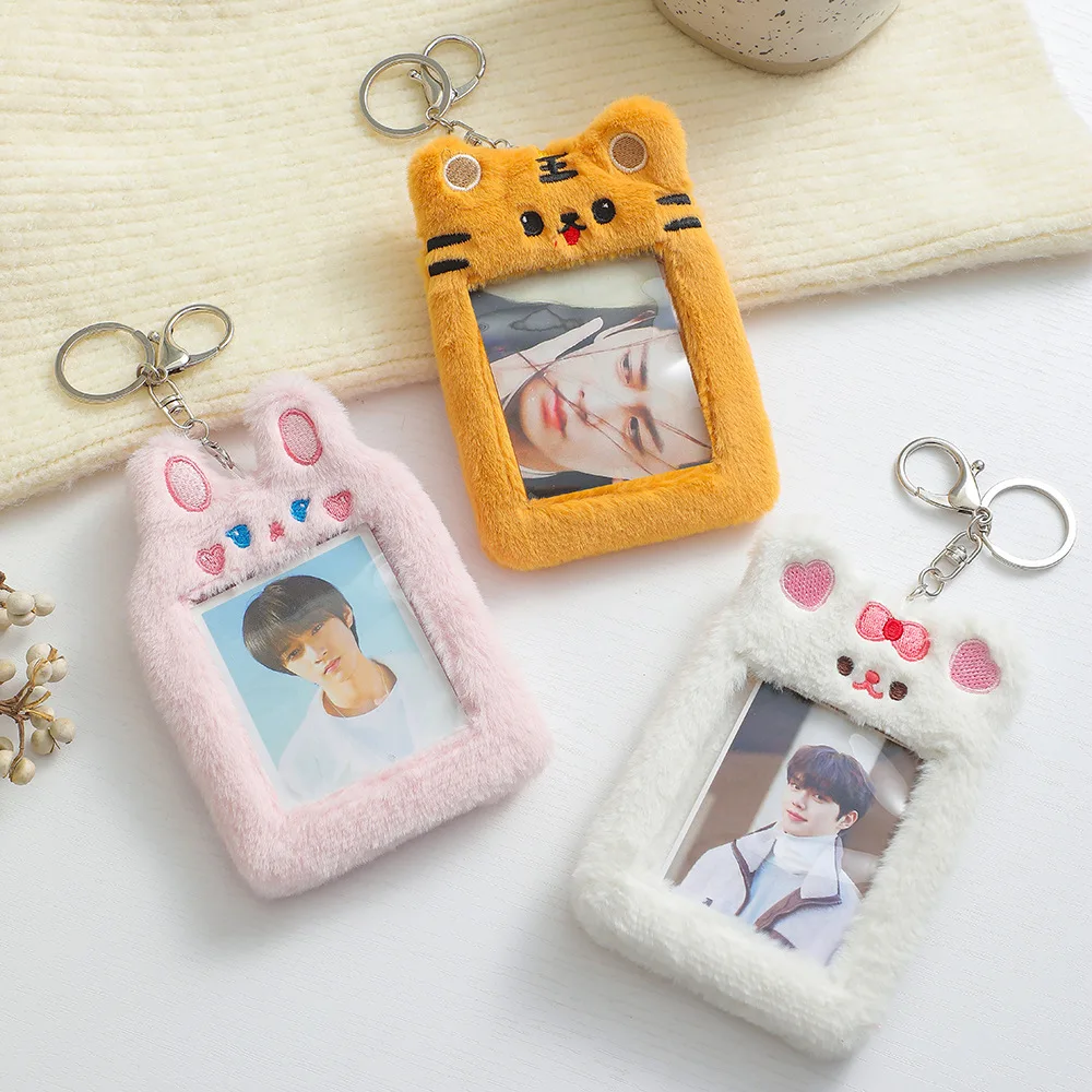 Factory Custom Fashion Custom plush idol collect photos case cute animal fluffy soft photocard kpop Plush card Holder