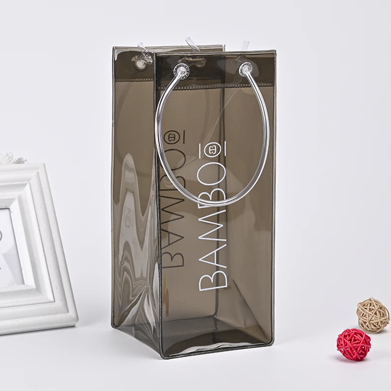 small moq pvc custom color clear plastic wine bottle bags picnic cooler bag reusable wine carrier bag