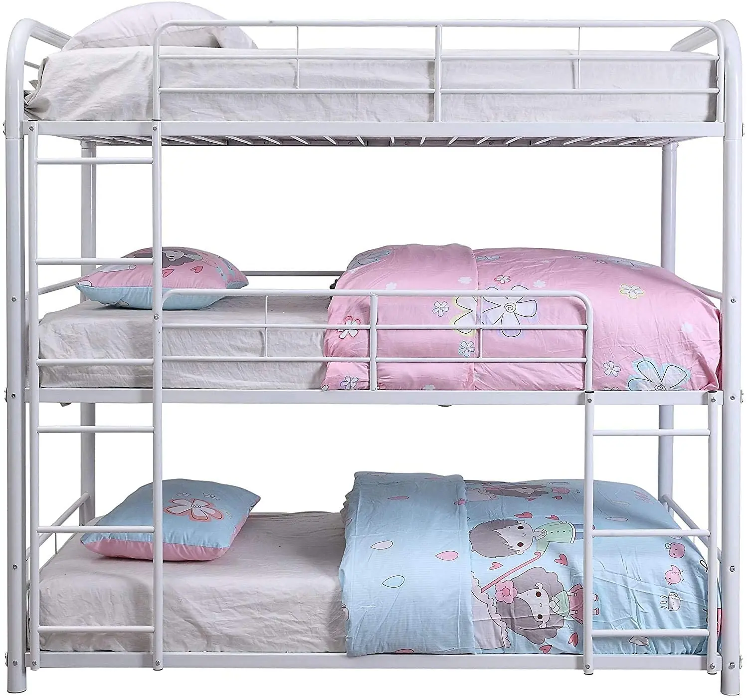 Solid Ladder Twin Size Three-Story Metal Triple Bunk Bed