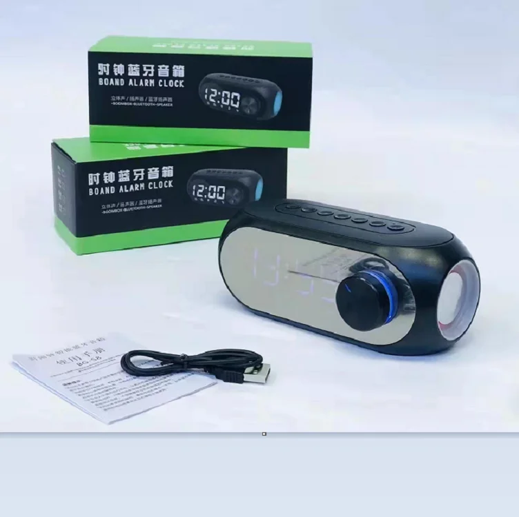 Многофункциональный светодиодный приглушаемый дисплей, FM-радио, беспроводной зеркальный динамик, зеркальный будильник с TF-картой, USB-вспышкой