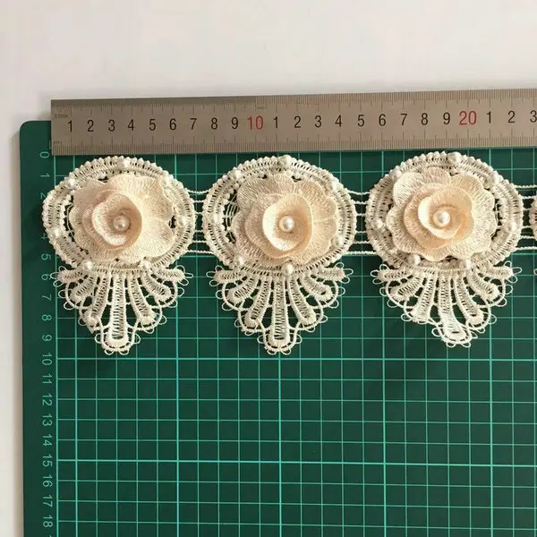 Hot Sale Wholesale  Milk Silk/Polyester 3D  flower Lace