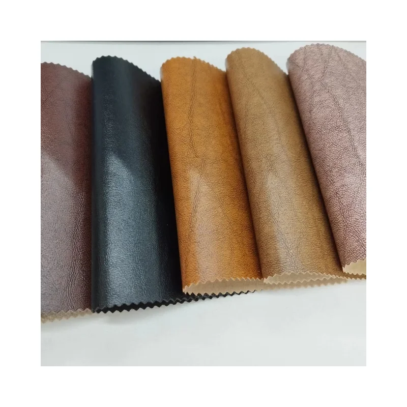 Colourful 0.8mm natural grain brushed backing pvc leather roll stock for sofa