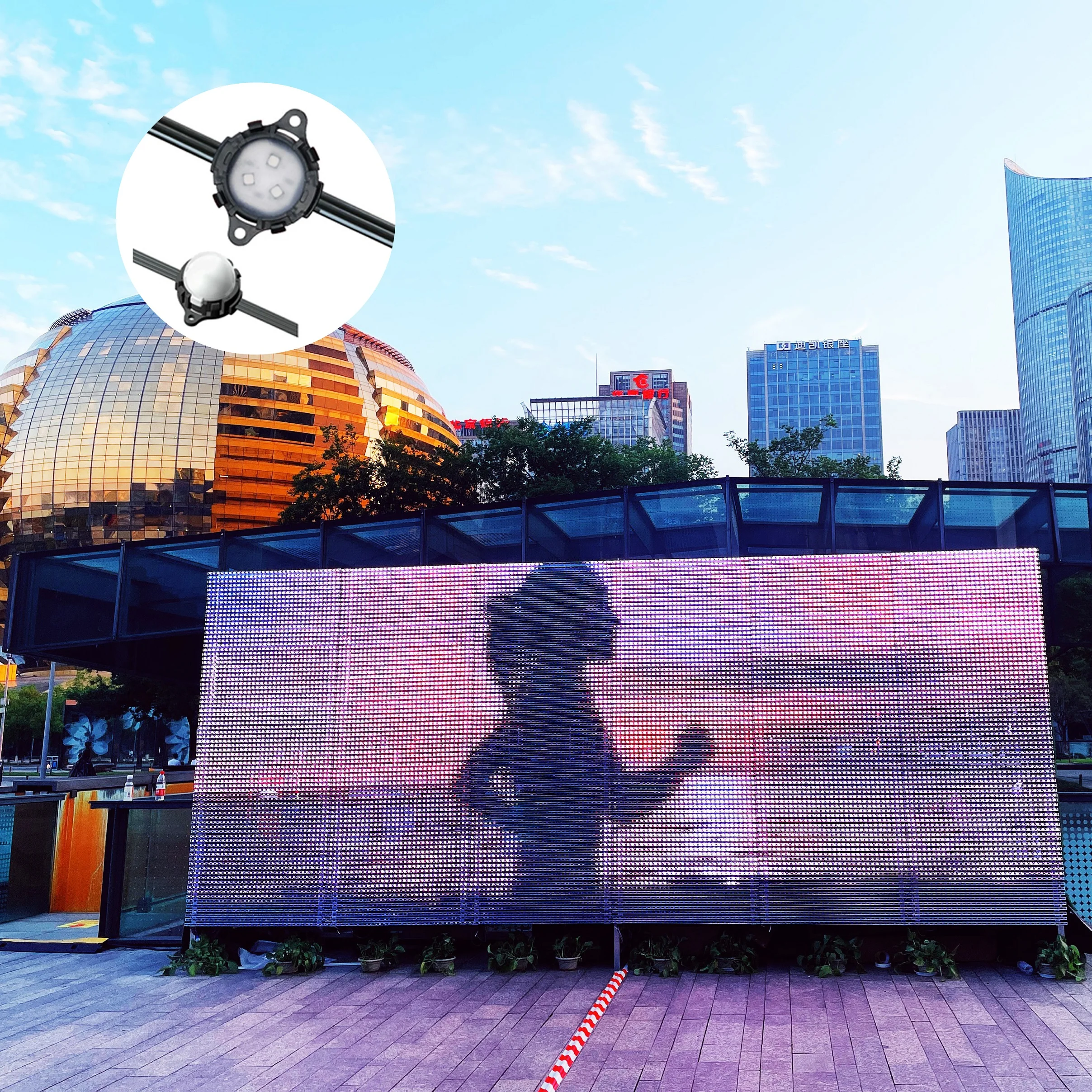 media facade sign advertising display transparent ip67 RGBW flexible led pixel mesh curtain point matrix module light outdoor