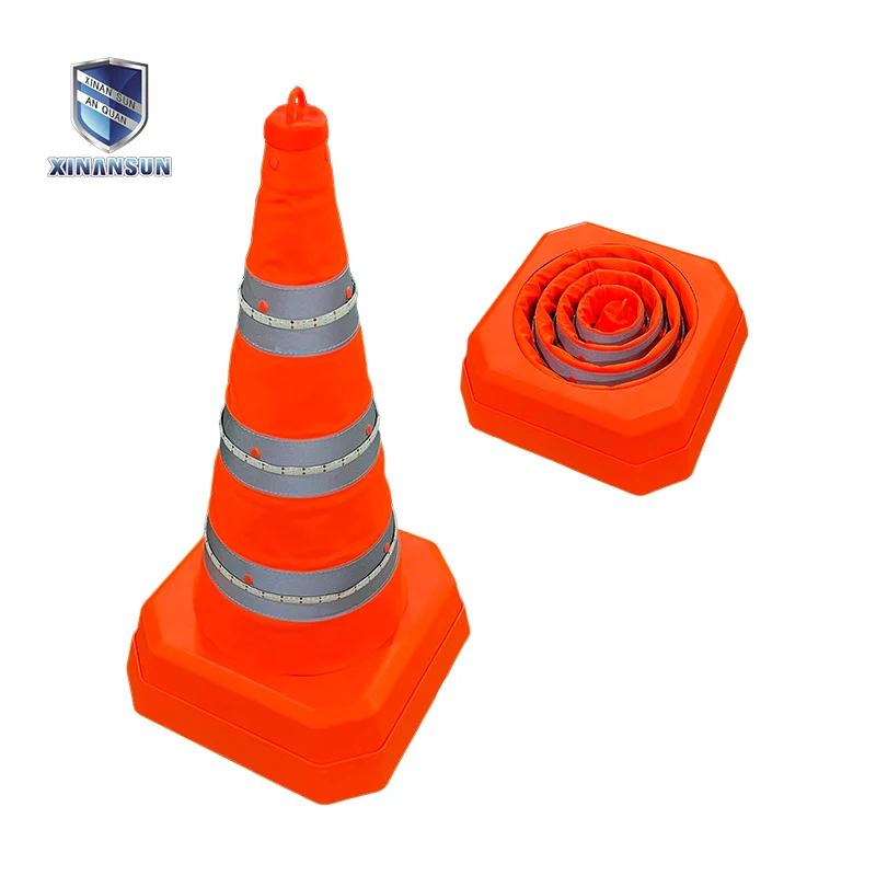 Foldable and rechargeable led traffic  cones with led warning lamp